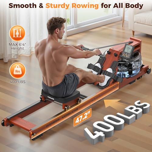 Water Rowing Machine - Foldable with 22L Tank, Bluetooth Monitor