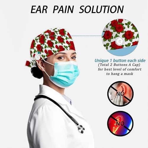 Adjustable Working Cap with Sweatband - Red Rose - 2 Pcs
