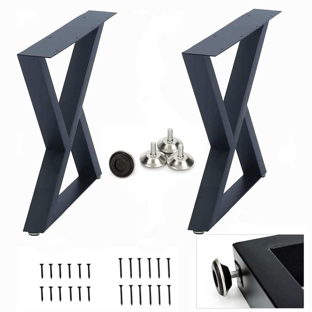 HEONITURE Desk Legs 28" Triangle Shape Table Legs Iron Bench Legs Dining Table Legs Industrial Dining Table, Rustic Decor Table Legs(28” Height 18” Wide, Set of 2)(B)
