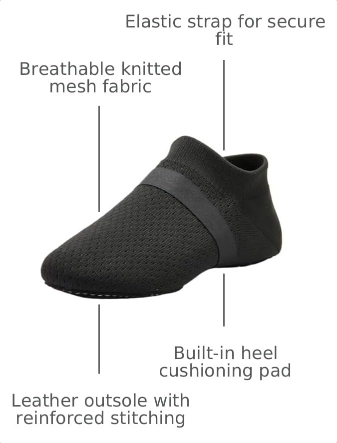 SANGEESON Slip-On Jazz Shoes for Men & Women Lightweight Breathable Dance Sneakers (Size 8-8.5 Women / 7-7.5 Men, Black)