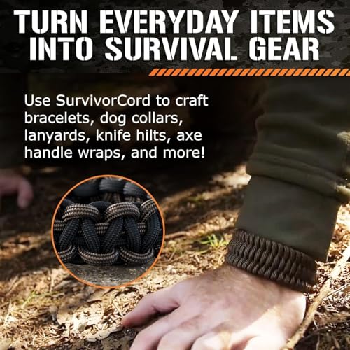SurvivorCord 550 Paracord Army Green 100ft - Military-Grade Survival Cord for Camping & Outdoors