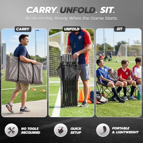 6-Seat Portable Soccer Bench with Backrest - Gray