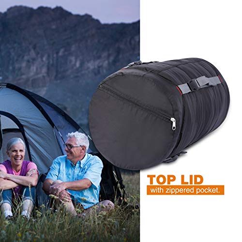 REDCAMP Black 40L Nylon Compression Stuff Sack for Sleeping Bags - Lightweight Backpacking Gear