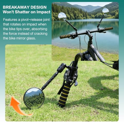 SHEJISI Bike Mirror Reflective Film Upgrade | Universal 7/8'' Handlebar Rear View, 360° Adjustable