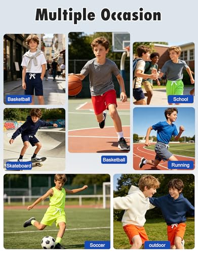 Boys Breathable Mesh Athletic Shorts - 7-8 Years, Green