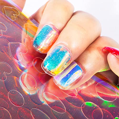 SILPECWEE Multicolor Aurora Nail Foil Stickers 11 Sheets Holographic 3D Nail Art