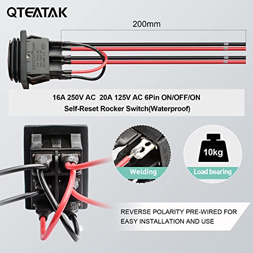 Waterproof Reverse Polarity Momentary Switch - 6 Pin - Black