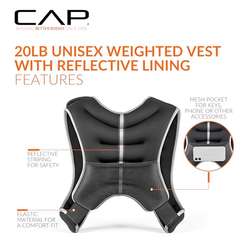CAP 20 lb Reflective Green Weighted Vest for Running & Training