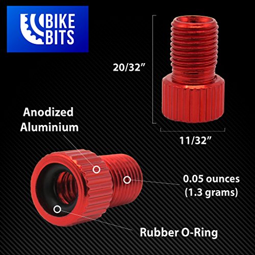Presta Valve Adapter - Convert Presta to Schrader - Black Round Caps