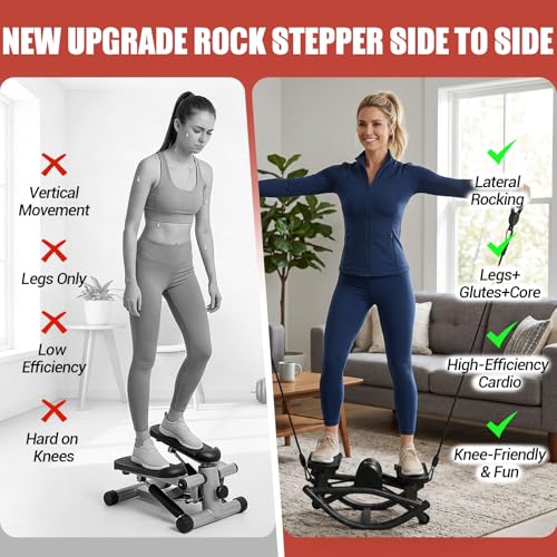 Side Stepper Exercise Machine - Glossy Black, 300 LBS Capacity