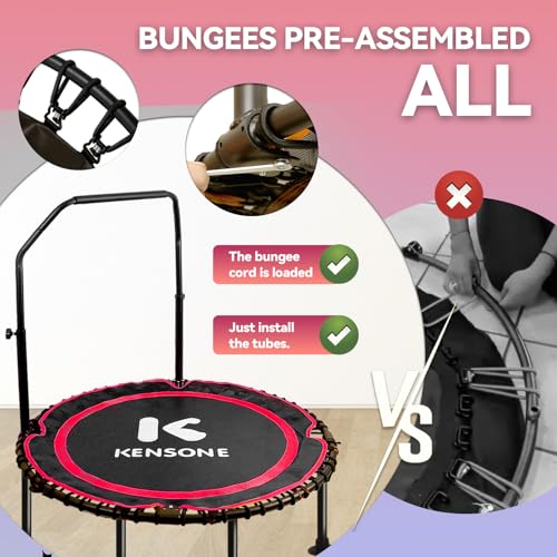 Indoor Mini Trampoline for Fitness - 48" with U-Bar, 550 LBS Capacity