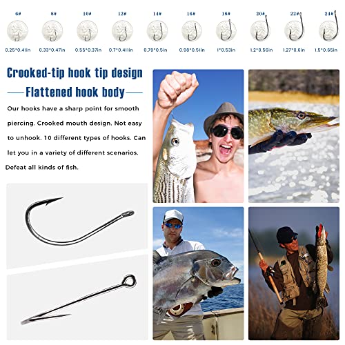 500Pcs Circle Fishing Hooks Set - Carbon Steel Assortment for Saltwater & Freshwater