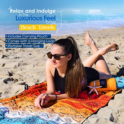 ECCOSOPHY Marrakesh Microfiber Oversized Beach Towel - Quick Dry, Sand Free 71x35