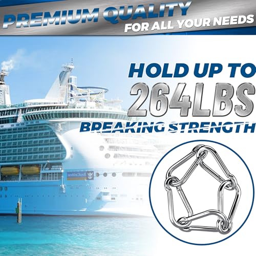 Heavy Duty 316 Stainless Steel Carabiner Clips - Set of 5, 2.36 Inch