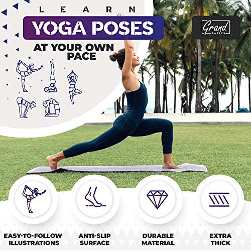 Grand Basics Instructional Yoga Mat 68x24 with Carry Strap - 75 Poses, Non-Toxic Non-Slip