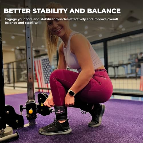 Adjustable Ankle Straps for Cable Machines - Black & Pink Pair