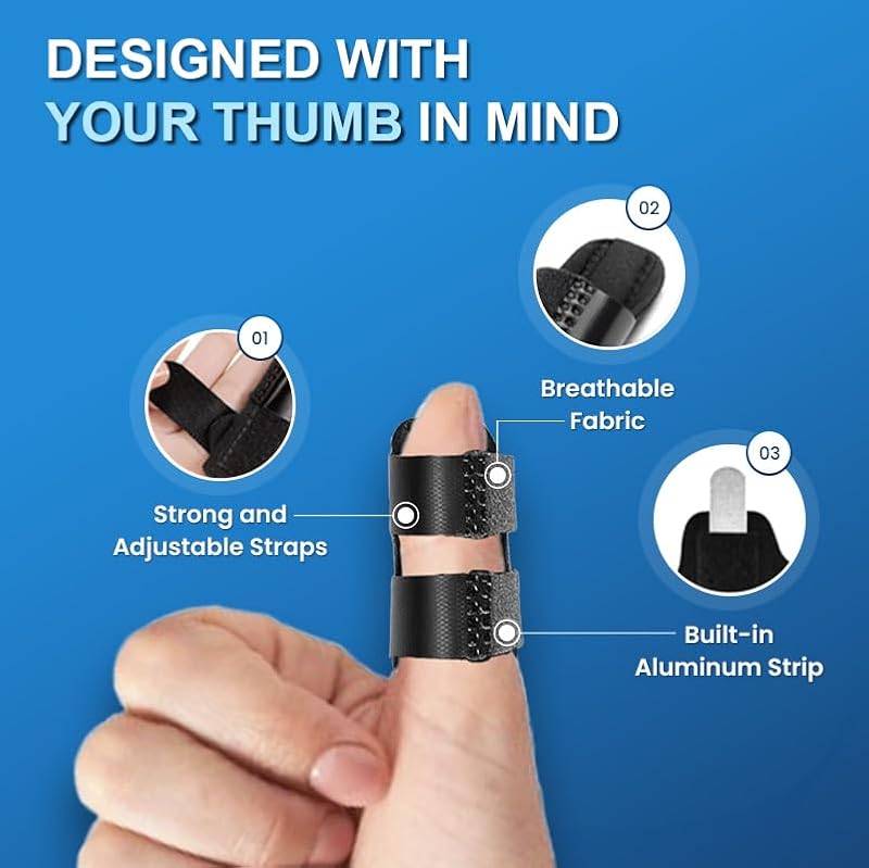 Thumb Splint for Pain Relief - Adjustable Support (2 Pack) - No Ice Packs