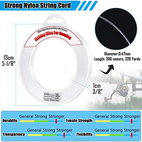 Clear Fishing Wire - 656FT Strong Nylon String for Decorations