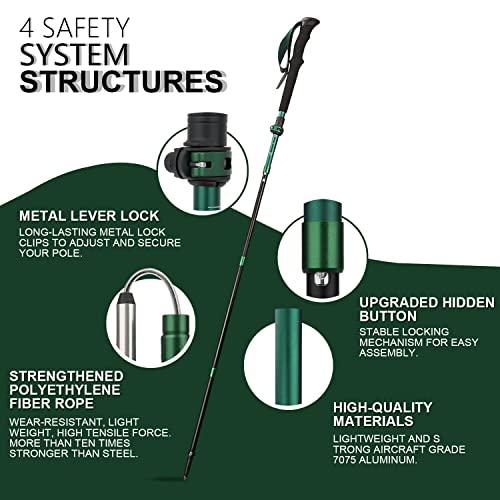TheFitLife Grey Folding Trekking Poles 100-120cm for Hikers under 5'7"