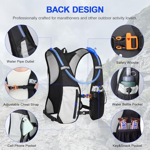 Hydration Vest Backpack - Lightweight Insulated 2L Bladder - Black