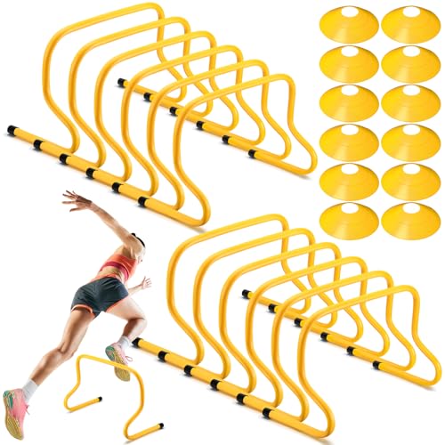 Agility Hurdles Training Set - 12 Yellow Hurdles & Cones