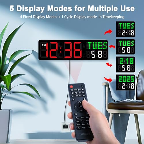 12-Inch Interval Workout Timer with Remote Control | 5 Display Modes & 4 Alarms