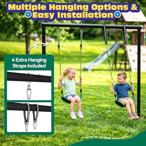 HeyZoo 2 Pack Heavy Duty Kids Swing Seats 330LBS, Green, Adjustable Rope