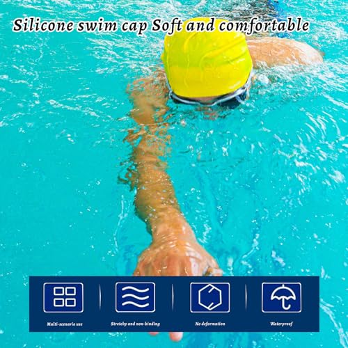 Classic Swim Cap - Soft Silicone, Waterproof, Flexible - Yellow