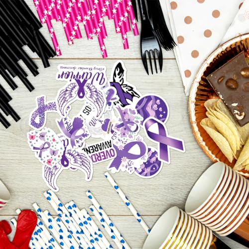 Overdose Awareness Purple Ribbon Stickers Pack Vinyl Inspirational Empowerment Quote Decals 50Pcs Mental Health Endometriosis Support for Laptop Water Bottles Teens Adults