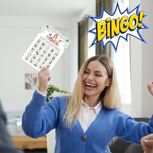Woodland Baby Shower Bingo Game Set for Adults - 24 Cards, 5x7", Reusable