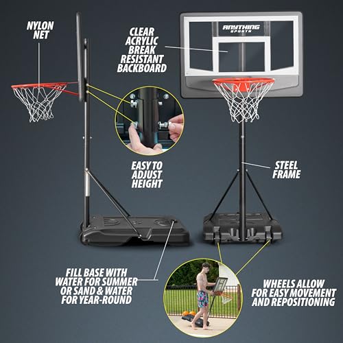 Adjustable Pool Basketball Hoop with 10x8 FT Backstop