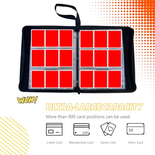 Trading Card Binder with 9-Pocket Pages for Sports & Gaming Cards, 900 Capacity