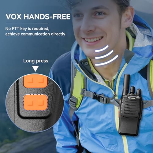 Retevis H-777 Rechargeable Walkie Talkies with Flashlight - Black, 2 Pack