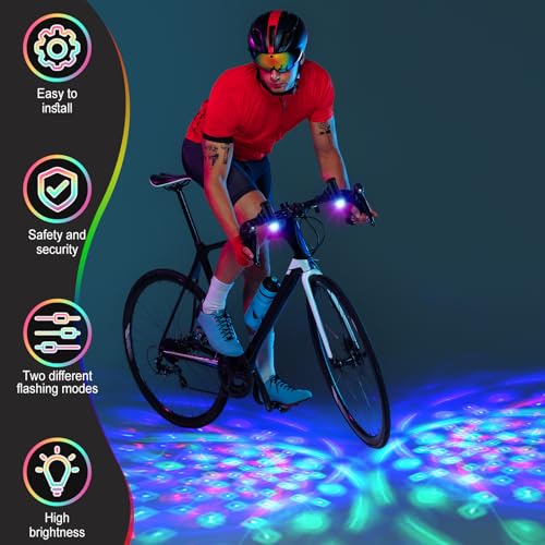 Kittmip Disco Party LED Bike Light (2 Pack, Black) – 360° Colorful Bicycle Light