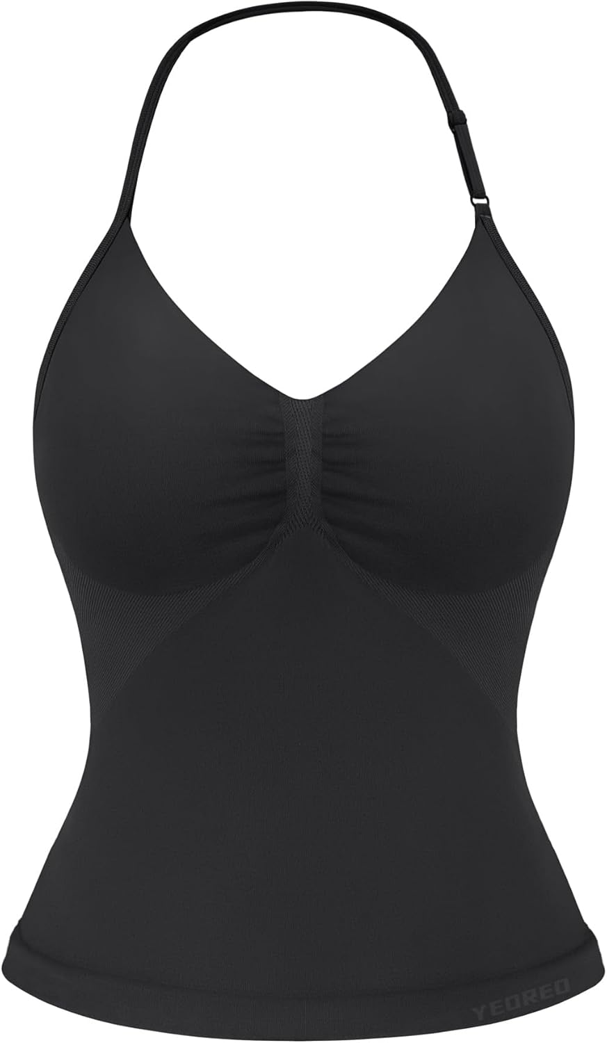 YEOREO SoftHue Impact Longline Halter Workout Tank Top - Adjustable Straps, Backless Design