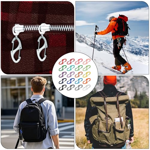20-Piece S Carabiner Clip Set - Mini Colorful Keychain Hooks