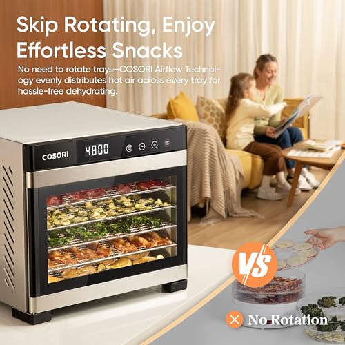 Extra Large Food Dehydrator with 6 Stainless Steel Trays, 600W