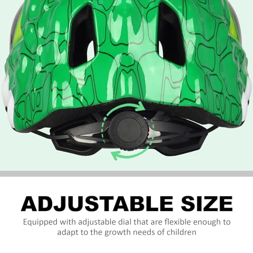 Toddler Kids Bike Helmet for Boys & Girls, Adjustable 48-54cm, Lightweight, Cartoon Animal Design