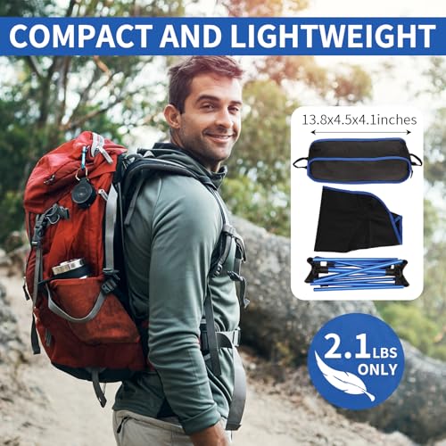 Veathzet Ultralight Foldable Camping Chair with Breathable Mesh - Black & Blue