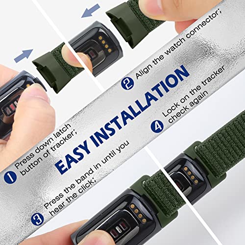 Adjustable Nylon Watch Bands for Fitbit Charge 6/5 - Dark Black, Olive Green, Iron Grey