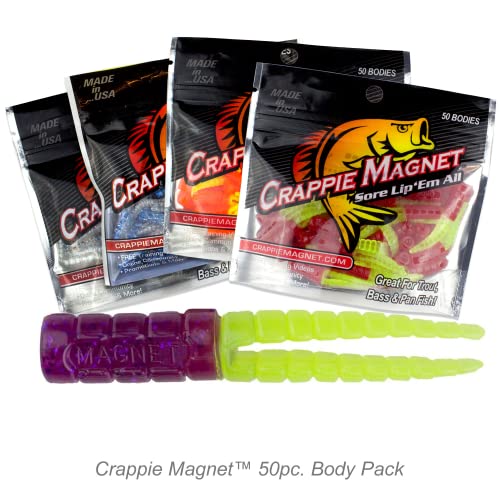 Split-Tail Grub Body for Crappie Fishing - 50 Pack