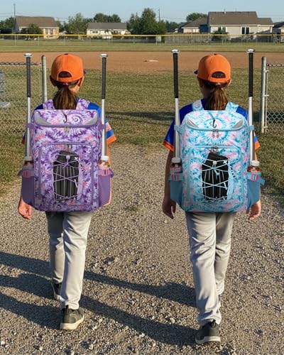 Light Purple Baseball & Softball Gear Bag for Kids Ages 8-12 – Spacious, Durable, Comfortable Carrying