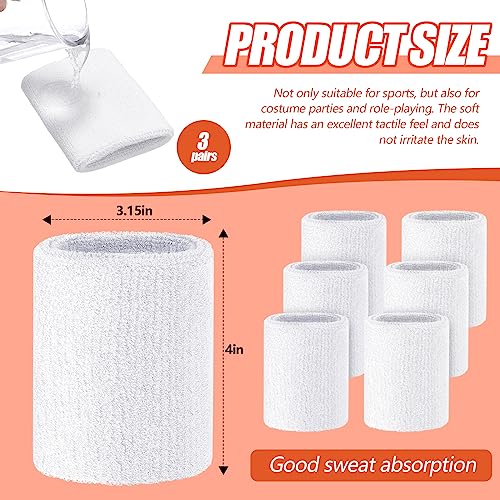 Wettarn 6 Pcs 4 Inch Wrist Sweatbands