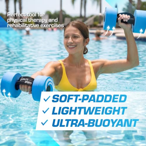 Sunlite Sports Large Blue Water Exercise Dumbbells – High-Density EVA Foam Set of 2