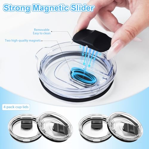 4 Pack 20 oz Tumbler Replacement Lids with Magnetic Slider - BPA Free