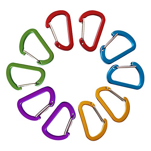 Mini Carabiner Keychain Clips - 10 Pack Aluminum Quick Release