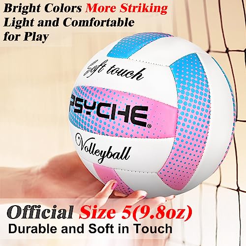 Wisdom Leaves Official Size 5 Volleyball - White/Blue/Pink, Indoor/Outdoor Beach Play