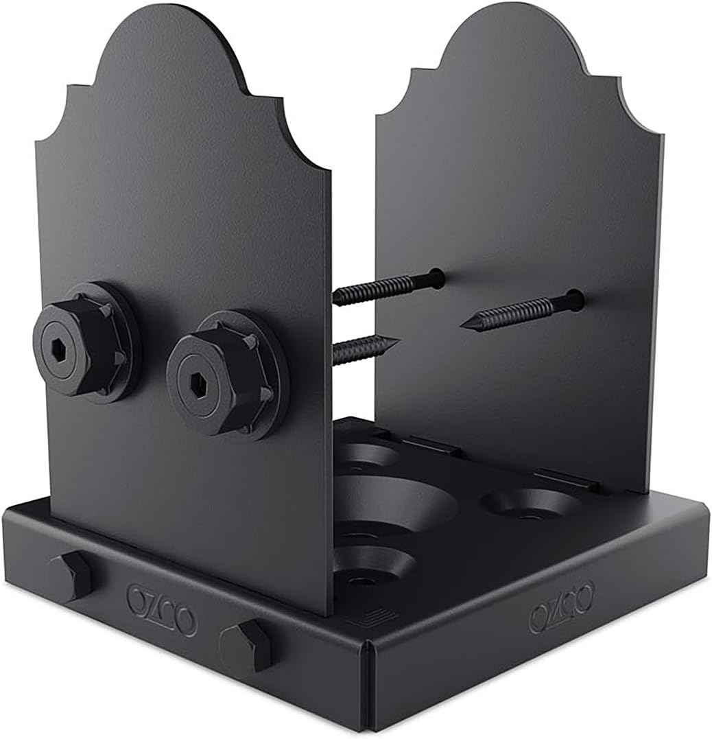 Ozco Laredo Sunset Lite 6x6 Post Base Kit - Galvanized Steel with Decorative Plates & Screws