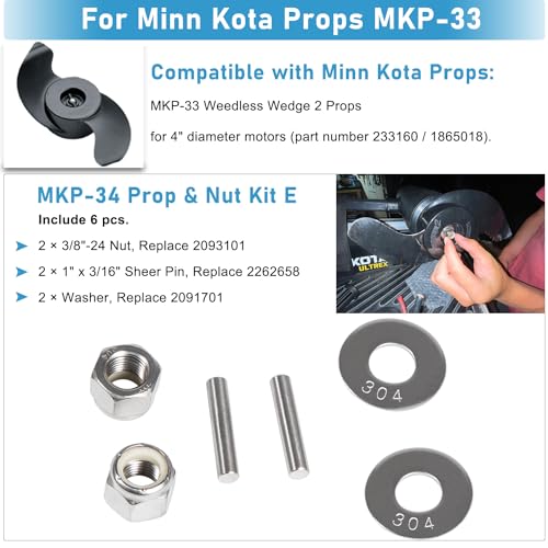 MKP-34 Prop Nut Kit for Minn Kota Trolling Motors - Includes Nuts & Washers