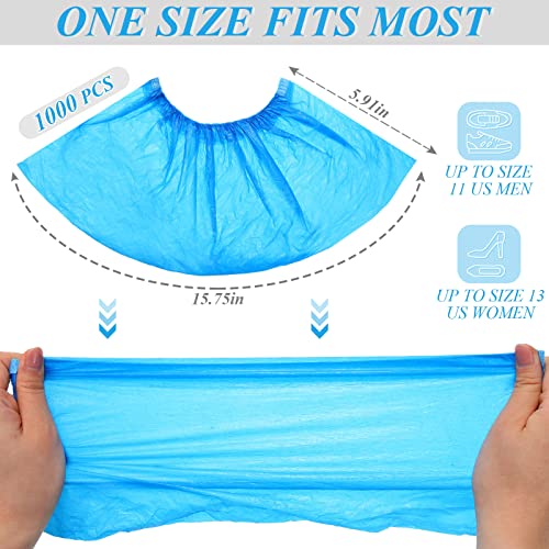 1000 Pcs Disposable Shoe Covers Boot Cover Waterproof Non Slip Shoe Protector Booties Covers for Indoor Carpet Floor Workplace Protection, One Size Fit Most(Blue)